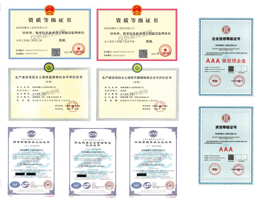 陕西绿馨水土保持有限公司已获得资质情况(图1)
